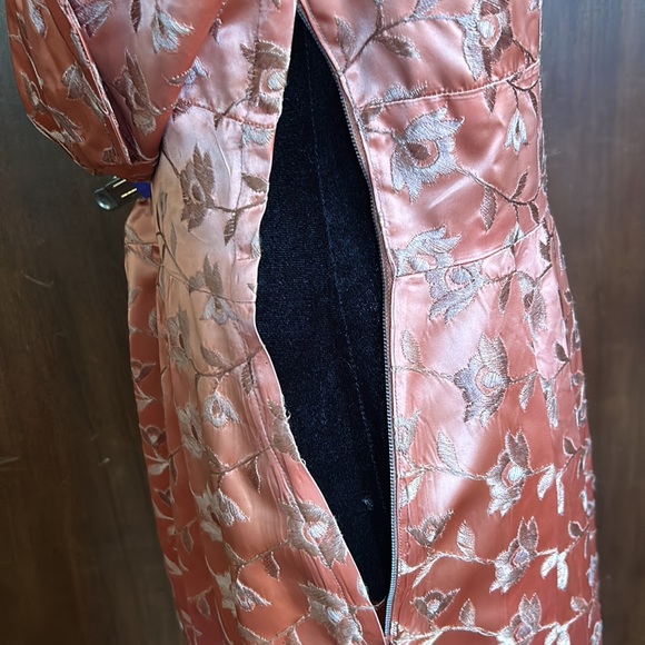 Vintage Handmade Peachy Keen Satin Dress - Picture 9 of 16